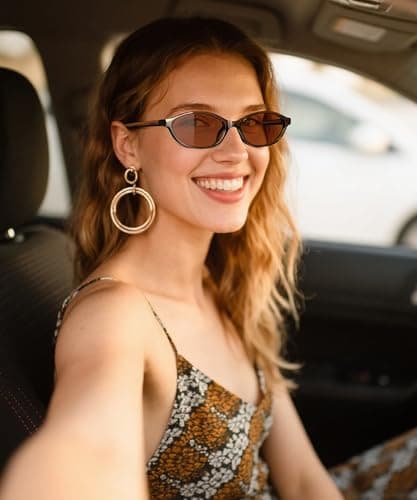 QALLY Retro Oval Womens Sunglasses Cat Eye Sunglasses for Women: Chic 90s Sunnies Lightweight Trendy UV protection Sun Glasses - Thumbnail 2