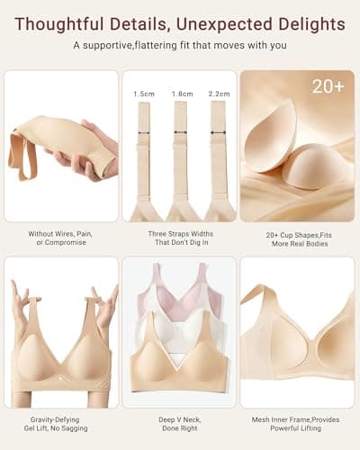 As Fairy Seamless Wireless Push Up Bra Jelly Support Bralette for Women Luxury Fabric Smooth Bras(Nude 34B) - Thumbnail 6