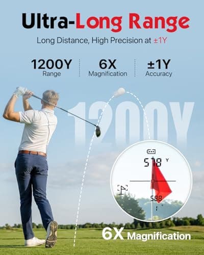 Flagfront Range Finder Golf Rangefinder with Slope, 1200 Yards Golf Range Finder, 6X Magnification, Flag Locking Vibration, Must Accessories for Golfer - Thumbnail 4