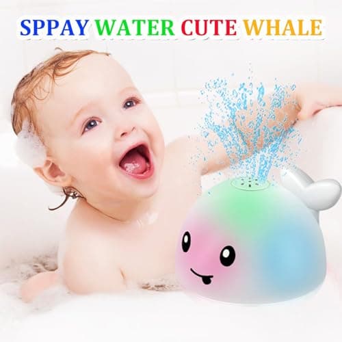 Light Up Toddler Bath Toys - Whale Water Spray Toy Infants Baby Toys 6-12-18 Months Bath Toys for Kids Ages 1-3 2-4 Bathtub Shower Water Pool Toys Bath Fountain Toy 1st Birthday Gifts for Boys Girls - Thumbnail 5