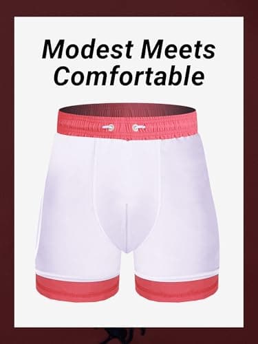 Arcweg Mens Swimming Trunks 2 in 1 with Boxer Liner 5.5" Quick Dry Swimwear Bathing Suit Swim Shorts with Zipper Pockets L(US) Flamingo - Thumbnail 4