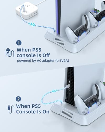 Lictin Cooling Station and Console Stand for PS5/Pro/Slim, Controller Charging Station for PlayStation 5 Console, PS 5 Stand with Controller Charger for Disc & Digital, PS5 Holder with Cooling Fan - Thumbnail 6