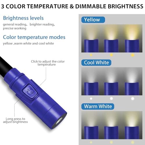 LUXJET Neck Reading Light & Book Lights - 3 Color & 6 Brightness, 80H Rechargeable, Flexible Arm - Christmas Gift White Elephant Gifts for Book Lovers - Thumbnail 3