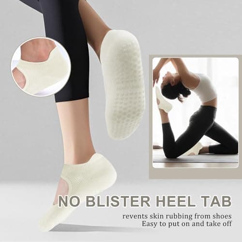 AUHUAYAO pilates socks with grips for women yoga socks for women non slip dance socks pure barre socks yoga sets ballet grip socks socks with grips (US, Alpha, One Size, Regular, Regular, 6, white) - Thumbnail 3