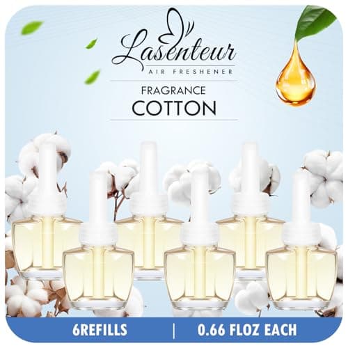 Plug In Air Freshener Refills for Home, Cotton Summer Scents for Bedroom, Bathroom, 6 Count Plug Refills, 3.96 Fl Oz, Compatible with Air Wick & Glade, Not Include Glade Plus