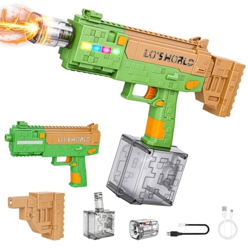 Electric Water Gun with LED Lights for Kids & Adults, Automatic Rechargeable Water Blaster, 32 FT Long Range Squirt Gun, 380ML Large Capacity Water Toy for Pool Beach Outdoor Summer Fun