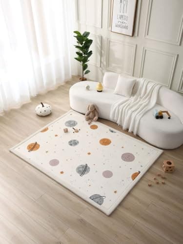 Hakuna Matte CloudSoft Baby Play Mat for Floor 60" x 80" Planets – Coral Velvet Memory Foam Rug for Crawling & Cozy Play – Non-Slip, Water-Resistant, Easy-CareTummy Time Mat, Playmat for Playpen - Thumbnail 2