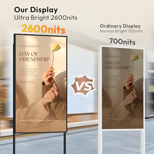 43″ Digital Signage,3000 Nits Auto-Brightness Adjustment,Android 14, Floor Standing Digital Kiosks Displays,CMS/WiFi/HDMI/USB Input Auto Media Player, Totem Advertising Digital for Shop Window - Thumbnail 2