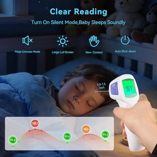 Berrcom Non-Contact Infrared Forehead Thermometer, 3-in-1 Digital Fever Check Temperature Gun for Baby Infant Kids Adults, Fast Accurate - Purple - Thumbnail 3