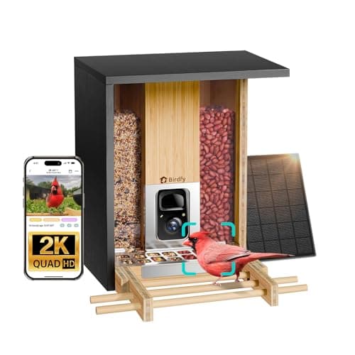 Birdfy Smart Bird Feeder with Camera, Solar Powered 2K Live tream Bamboo Wood feeder& Metal Guard, AI Identify Birds & Auto Record Video, Wild Birds Watching Ideal Gift for Chistmas for mom,Bird-Lover - Image 1