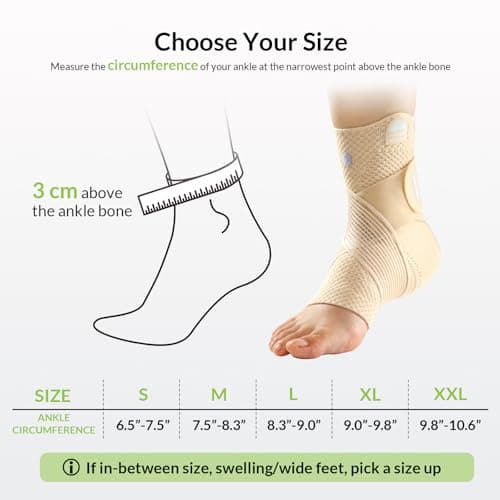 ZOELION Ankle Brace Compression Support with Removable Fishnet Strap, 3D Knit Plantar Fasciitis Relief Achilles Tendonitis Brace, Ankle Compression Sleeve for Pain Relief & Injury Healing, Beige/XL - Thumbnail 6