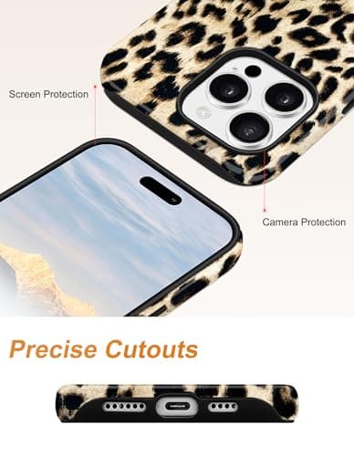 Aitipy Magnetic Cheetah Phone Case for iPhone 14 Plus, Compatible with MagSafe, Cute Aesthetic White Leopard Print Soft TPU and Hard PC Shockproof Protective Phone Cover for Women Girls - Thumbnail 5