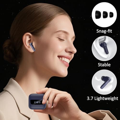 Wireless Earbuds Bluetooth 5.4, 6 Mic ENC Noise Cancelling Clear Call, in Ear Buds Deep Bass HiFi Stereo Sound, Big Dual LED Display 48H Playtime Earphones, IPX7 Waterproof Headphones for Android iOS - Thumbnail 4