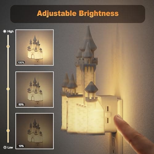 JandCase Night Lights Plug into Wall, 3D Printed Castle Night Light - Thumbnail 2