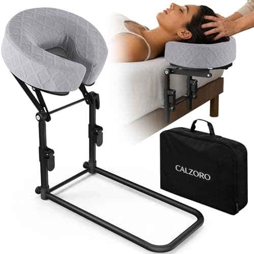 CALZORO Massage Headrest for Bed, Height Adjustable Massage Face Cradle At Home, Bed Massage Head Holder with Soft 5-Second Slow Rebound Face-Down Support Pillow, Headrest Bracket 180° Rotatable,Grey - Image 1