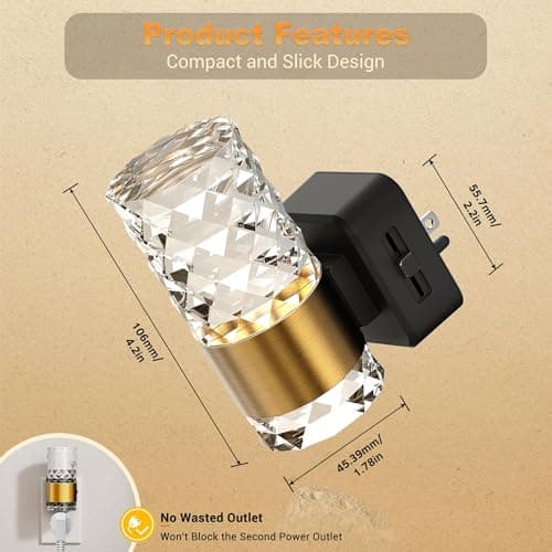 JandCase Night Light, Automatic Night Lights Plug into Wall, 3000K LED Nightlights with 0-100LM Adjustable Brightness, Night Light Plug in with Light Sensor for Bathroom Hallway Room Decor - Thumbnail 4