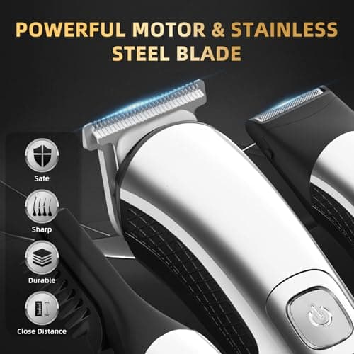 Beard Trimmer for Men, 20 Length Settings, Waterproof Electric Razor for Men, Hair Trimmer, Nose Hair Trimmer, Cordless Hair Clippers, All-in-One Grooming Kit - Thumbnail 4