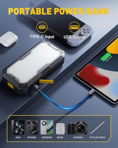 AUXITO Portable Jump Starter - 4000A Car Battery Jump Starter(8L Gas/7L Diesel) 2000LM Camping Light, 12V Jump Box with 4 Modes Working Light and 2 Hook, Portable Charger and Jump Cables - Thumbnail 4