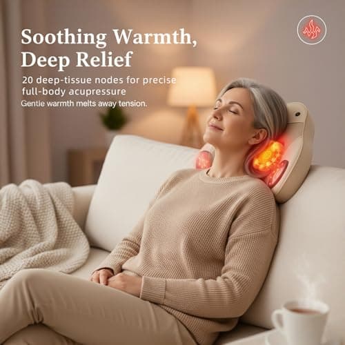 UieSian Asdys Back Massager with Heat, 4D Shiatsu Kneading Deep Tissue Electric Massager for Neck Shoulder Leg Back, Portable Rechargeable Cordless for Home Office Sofa Bed, for Men Women Mom Dad - Thumbnail 6