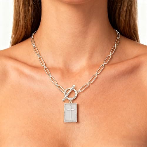 YBNGSMK Cross Necklace for Women Silver - Christian Gifts for Women, Stylish Necklaces for Faith-Inspired Jewelry Lovers - Thumbnail 5