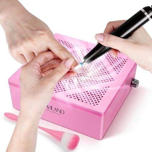 SAVILAND Nail Dust Collector, 60W Powerful Nail Vacuum Dust Collector Cleaner, Compact Dust CollectorTech with Dust Brush, Reusable Filter Manicure Tool for Acrylic Nail Gel Polishing,Salon & Home