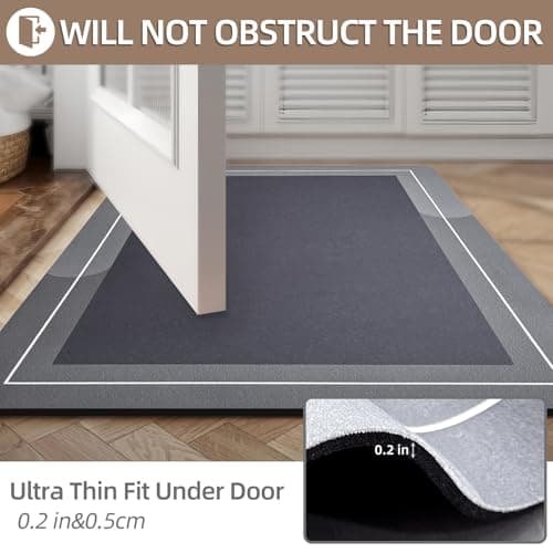 Mordem Large Bath Mat Rug, Rubber Non Slip Bath Mat Super Absorbent Quick Dry Bathroom Floor Mat Thin Bathroom Rugs Fit Under Door-Shower Rug for in Front of Bathtub Shower,Dark Gray, 23.6"x35.4" - Thumbnail 6