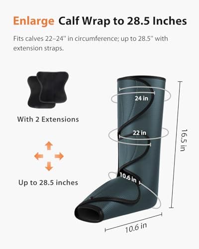 CINCOM Air Compression Leg Massager, Legs Massage for Circulation and Pain Relief, Calf Leg Air Compression Massager Help with Relief Legs - Thumbnail 4
