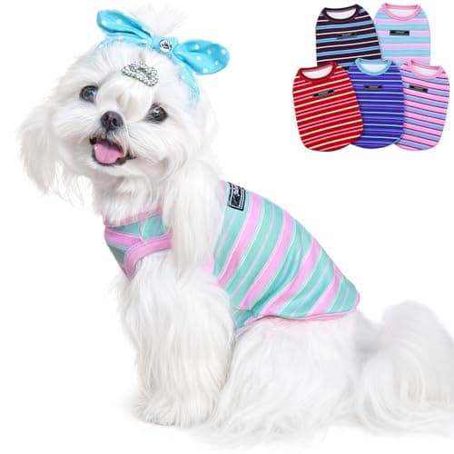 Jialinifery Soft Striped Dog Shirt, Cozy Warm pet Vest for Small Medium Dogs, Classic Puppy cat Clothes for Indoor Outdoor Outfits