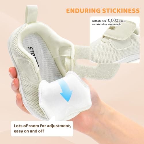 STQ KIDS Baby First Walking Shoes Girl Boy Sneakers Wide Toe Box Barefoot Non-Slip Infant Shoe Beige White Size 6-9 Months - Thumbnail 4