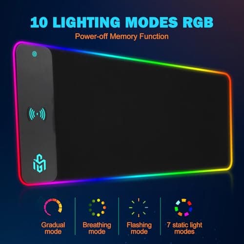 Mouse Pad Gaming Wireless Charging, 800x300x4mm, Black - Thumbnail 3