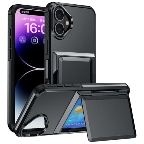 K KAMERIO Designed for iPhone 17 Wallet Case with Card Holder [RFID Protection][3-4 Cards & Cash] Military Grade Drop Shockproof Protective Case for Apple 17, Slim Fit Pocket Friendly, Black - Image 1