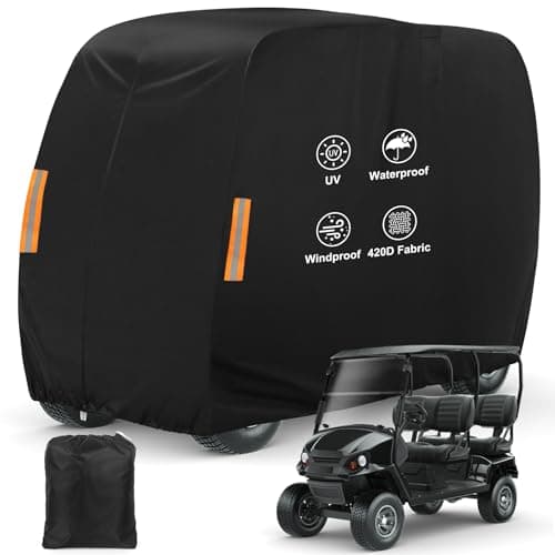 ZOTUEN Golf Cart Cover 4 Passenger, 420D Heavy Duty Golf Cart Rain Cover with Waterproof Zipper and Reflective Strips, Universal Fits for 2+2/4 Seat Yamaha EZGO Honda Club Car - Image 1