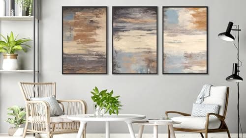 ASDCEUTICALS Large Canvas Wall Art - Brown Abstract Pictures for Living Room Aesthetic Retro Wall Decor Rustic Paintings Black Float Framed Artwork for Bedroom Dinning Room Office 16" X 24" X 3 pcs - Thumbnail 6