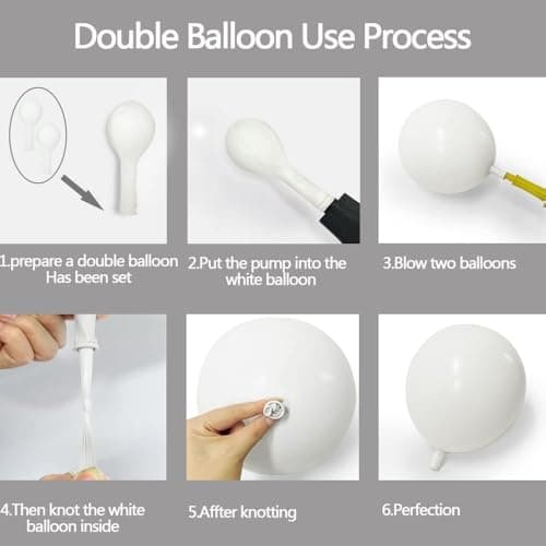 Double Stuffed White Balloon Garland - Pastel White Balloons Different Sizes 18/12/5 Inch Matte Latex Arch for Birthday Baby Shower Bridal Shower Wedding Easter Party Decorations - Thumbnail 4