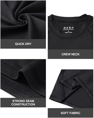 Roadbox Boys Youth Compression Shirt - Short Sleeve Undershirt for Kids Quick Dry Athletic Baseball T-Shirt Base Layer - Thumbnail 5