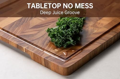 THETCHRY Walnut Wood Cutting Board for Kitchen, End Grain Chopping Board with Juice Groove, Heavy Duty Checkered Board for Cheese and Vegetables, Non-slip Feet 16.5" x 11.6" x 0.8" - Thumbnail 2
