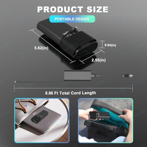 130W USB Type C Laptop Charger Compatible with Dell XPS 15 17 9500 9510 9520 9530 9700 9710 9720 2in1,Precision 5550 5560 5530 5570 5470 5480 5760,Latitude 5431 5531 AC Adapter Computer Power Cord - Thumbnail 4