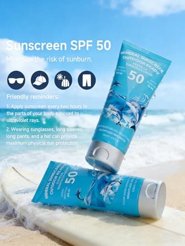 Reef Safe Sunscreen SPF 50, Travel Size Zinc Oxide Mineral Sunscreen, Natural Organic Centella Extract, Lightweight No White Cast, Non-Greasy, For Women & Men, Outdoor Beach Home Office Daily Use - Thumbnail 5