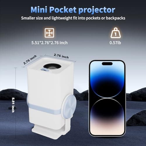 Mini Projector with WiFi and Bluetooth, Portable Outdoor Projector , 180° Rotatable Small Movie projector, Auto Keystone, Built-in Apps, Android 13 Smart Projector, Dess T1 - Thumbnail 5