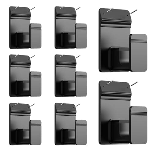 EKOTTOK No Drill Curtain Rod Brackets for 5/8" Rod, Heavy Duty 30LB+, Adhesive & Invisible Nail Curtain Rod Holders, Damage-Free Wall Mount Hooks for Bathroom, Kitchen, Bedroom (8PC, Black) - Image 1
