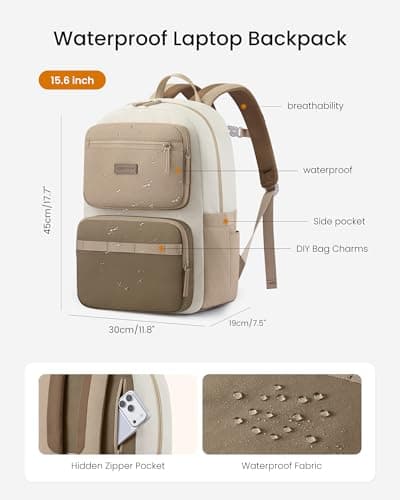 LOVEVOOK Laptop Backpack for Women, School Backpack for Teen Girls with Large Cup Holder, Lightweight Bookbag for College,Work,Travel fits 17.3 Inch Laptop - Thumbnail 5