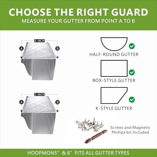 Hoopmon Gutter Guard – 100% Stainless-Steel Micro-Mesh Design, Pine Needle & Small Debris Protection, Fits 6 in K‑Style & Half‑Round Gutters, DIY Screws Included (50ft, 15pcs, 6in x 40in) - Thumbnail 5