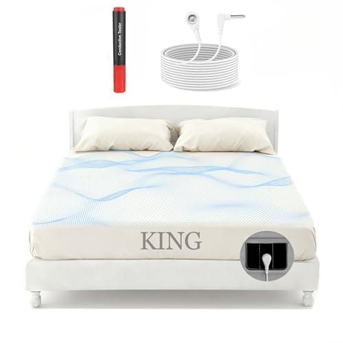 Grounding Sheets King with 88% Organic Cotton & 12% Silver Fiber, Grounding Sheets King Size, Conductive Earthing Sheet for Better Sleep, Stress Relief (75.2"x 80"x 15" White) - Image 1
