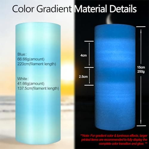 Glow Gradient in the Dark 1.75mm PLA Filament Rainbow Sky, Luminous Rainbow Vibrant Bright 3D Printer Filament, 1kg (2.2lbs) Spool 3D Printing PLA Filament Rod - Thumbnail 4