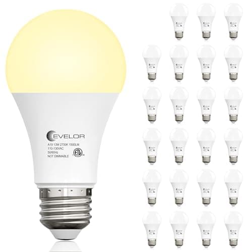 evelor 24-Packs A19 LED Light Bulbs,100 Watt Equivalent 2700K Soft White Bright Bulbs Efficient 13W,1500 Lumens E26 Base, Non-Dimmable, 15000-Hour Lifespan for Bedroom, Living Room, Office - Image 1