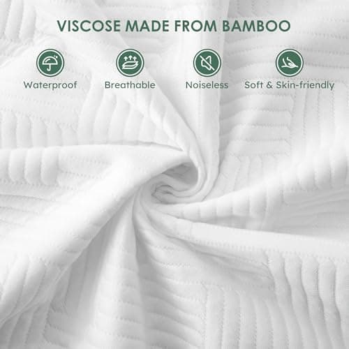 Cozymaker Queen Size 100% Waterproof Mattress Protector, Mattress Pad Cover Fitted 8"-21" Deep Pocket, 3D Air Fabric Soft Breathable Cooling Bed Cover Noiseless Washable, White-Fence - Thumbnail 2