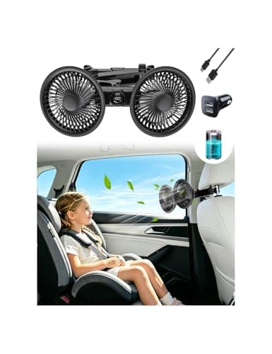 Coepuske Rechargeable Car Fan for Backseat, 360° Rotatable 4000mAh Battery and USB Dual Power Car Fans, Strong Wind Air Circulation Fan with Adjustable Clip for Vehicles SUV RV Baby - Image 1