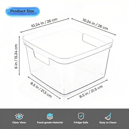 MOONEDGE 8-Pack Clear Cube Storage Bins, 10x10 Open-Top Plastic Organizer Boxes, Durable PET Containers for Closet Shelf,Pantry,Ktichen,Fridge,Playroom,Bathroom and Whole Home Organization - Thumbnail 3
