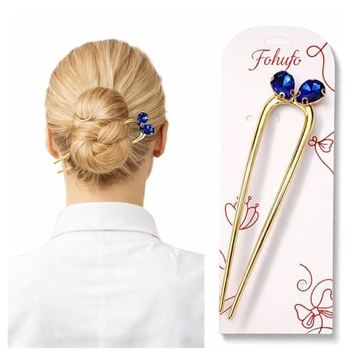 Fohufo French Hair Pin for Women - U Shaped Hair Pins Fashion Accessories, Gold Metal Hair Accessories for Women, French Twist Hair Pin for Buns, Women Gifts for Tanzanite December Birthstone - Image 1