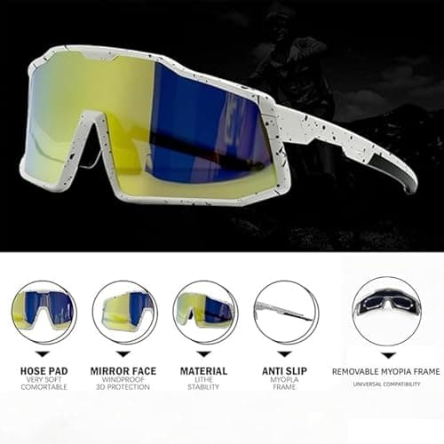 ActHose Cycling Running Sunglasses Polarized Sports Sunglass TR90 Hiking Baseball Softball Glasses UV400 Protection for Men Women White Frame Gold Lenses - Thumbnail 4